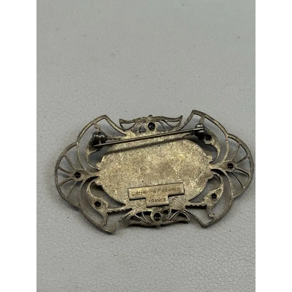 Vintage Catherine Popesco Brooch Enamel Bow Center